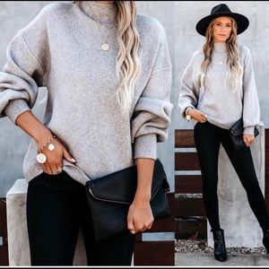 Vici grey mockneck Amsterdam sweater